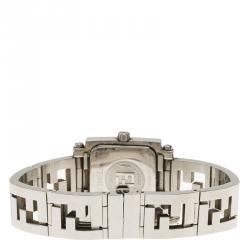 Pre Owned Fendi Silver Stainless Steel Quadro Women's Wristwatch 25MM