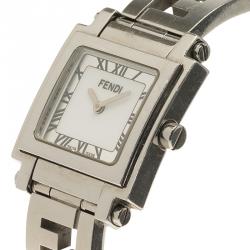 Pre Owned Fendi Silver Stainless Steel Quadro Women's Wristwatch 25MM
