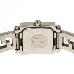 Pre Owned Fendi Silver Stainless Steel Quadro Women's Wristwatch 25MM