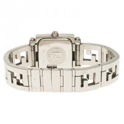 Pre Owned Fendi Silver Stainless Steel Quadro Women's Wristwatch 25MM