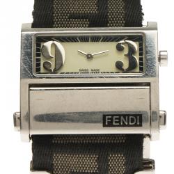 Pre Owned Fendi White Stainless Steel Zip Code Women's Wristwatch 38MM