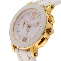 Pre Owned Fendi White Ceramic F642140 Women's Wristwatch 38MM