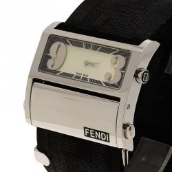 Pre Owned Fendi Cream Stainless Steel Zip Code Women's Wristwatch 44MM