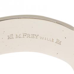 Pre Owned Frey Wille Geometric Blue and Gold Enamel Palladium Plated Royal Clasp Bracelet