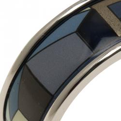 Pre Owned Frey Wille Geometric Blue and Gold Enamel Palladium Plated Ring