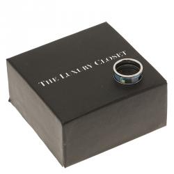 Pre Owned Frey Wille Geometric Blue and Gold Enamel Palladium Plated Ring