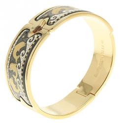 Pre Owned Frey Wille Dolphins of Poseidon Mosaic Fire Enamel Gold Plated Royal Clasp Bracelet 17cm