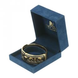 Pre Owned Frey Wille Dolphins of Poseidon Mosaic Fire Enamel Gold Plated Royal Clasp Bracelet 17cm