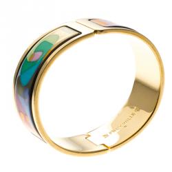 Pre Owned Frey Wille Multicolor Enamel Gold Plated Wide Bracelet