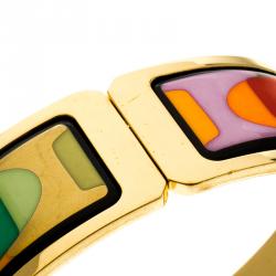 Pre Owned Frey Wille Multicolor Enamel Gold Plated Wide Bracelet