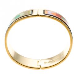 Pre Owned Frey Wille Multicolor Enamel Gold Plated Wide Bracelet