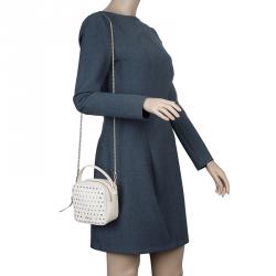 Pre Owned Furla Cream  Perforated Leather Mini Yo-Yo Crossbody Bag