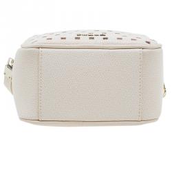 Pre Owned Furla Cream  Perforated Leather Mini Yo-Yo Crossbody Bag