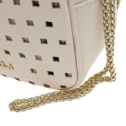 Pre Owned Furla Cream  Perforated Leather Mini Yo-Yo Crossbody Bag
