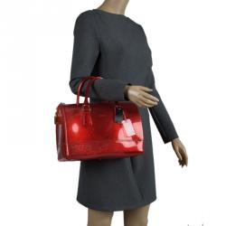 Pre Owned Furla Red Glitter Rubber Candy Satchel Bag