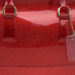 Pre Owned Furla Red Glitter Rubber Candy Satchel Bag