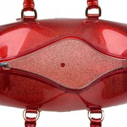 Pre Owned Furla Red Glitter Rubber Candy Satchel Bag