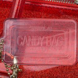 Pre Owned Furla Red Glitter Rubber Candy Satchel Bag