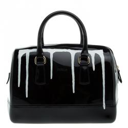 Pre Owned Furla Black PVC Limited Edition Painting Candy Satchel
