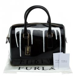 Pre Owned Furla Black PVC Limited Edition Painting Candy Satchel