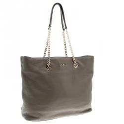 Pre Owned Furla Beige Leather Julia Chain Tote