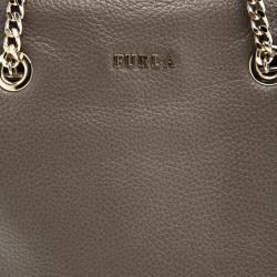 Pre Owned Furla Beige Leather Julia Chain Tote