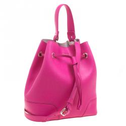 Pre Owned Furla Pink Leather Stacy Drawstring Bucket Bag