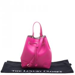Pre Owned Furla Pink Leather Stacy Drawstring Bucket Bag