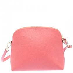 Pre Owned Furla Pink Textured Leather Mini Piper Crossbody Bag