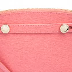 Pre Owned Furla Pink Textured Leather Mini Piper Crossbody Bag