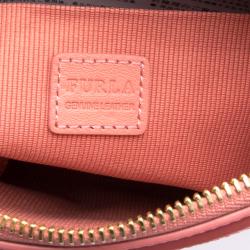 Pre Owned Furla Pink Textured Leather Mini Piper Crossbody Bag