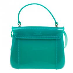 Pre Owned Furla Green Glossy Rubber Mini Candy Crossbody Bag
