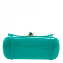 Pre Owned Furla Green Glossy Rubber Mini Candy Crossbody Bag
