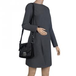 مملوكة مسبقًا Furla Black Glossy Leather and Suede Studded Metropolis Shoulder Bag