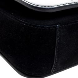 مملوكة مسبقًا Furla Black Glossy Leather and Suede Studded Metropolis Shoulder Bag