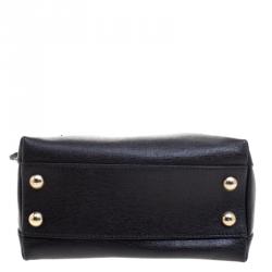 Pre Owned Furla Black Leather Mini Piper Dome Top Handle Bag