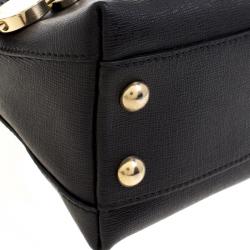 Pre Owned Furla Black Leather Mini Piper Dome Top Handle Bag