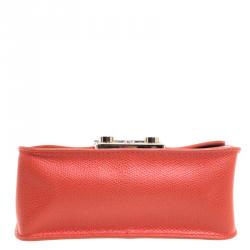 Pre Owned Furla Orange Leather Mini Metropolis Top Handle Bag