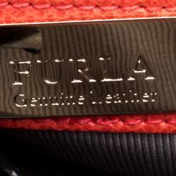 Pre Owned Furla Orange Leather Mini Metropolis Top Handle Bag