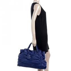 Pre Owned Furla Blue Leather Carmen Gather Tote