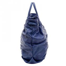 Pre Owned Furla Blue Leather Carmen Gather Tote