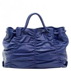 Pre Owned Furla Blue Leather Carmen Gather Tote