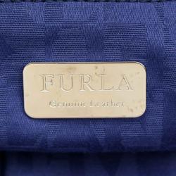 Pre Owned Furla Blue Leather Carmen Gather Tote