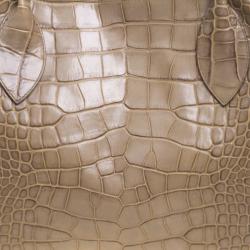 Pre Owned Furla Beige Croc Embossed Leather Tote