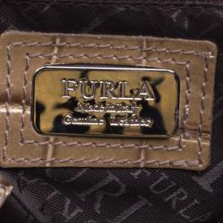Pre Owned Furla Beige Croc Embossed Leather Tote