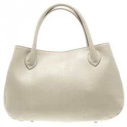 Pre Owned Furla Off White Leather Giselle Tote