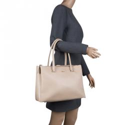 Pre Owned Furla Beige Leather Large Lotus Carry All Tote