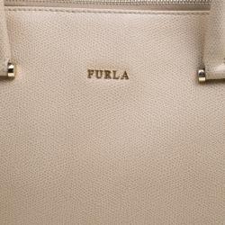 Pre Owned Furla Beige Leather Large Lotus Carry All Tote