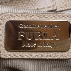 Pre Owned Furla Beige Leather Large Lotus Carry All Tote