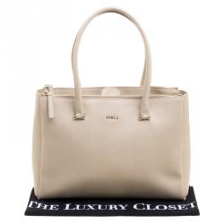 Pre Owned Furla Beige Leather Large Lotus Carry All Tote